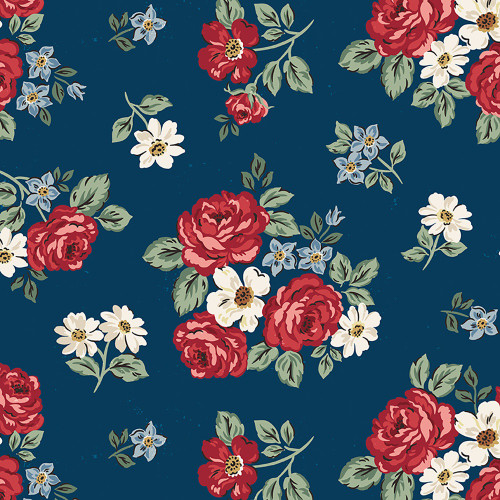 Riley Blake Fabrics Independence Floral 108 Inch Quilt Back Oxford Blue