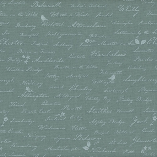 Riley Blake Fabrics Ambleside English Town Names Teal