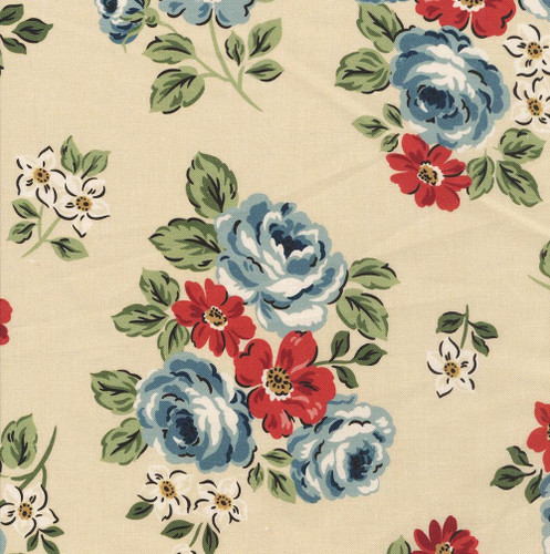 Riley Blake Fabrics Independence Floral 108 Inch Quilt Back Beige Cream, floral pattern on a beige cream background.