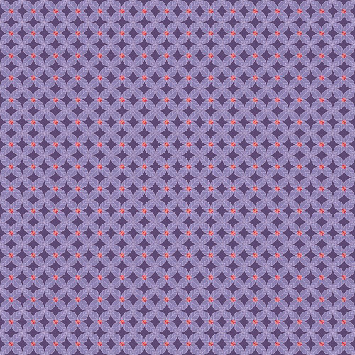Riley Blake Fabrics Awakening Petals Tile Trellis Purple Heather, fabric pattern with geometric tiles in shades of purple and red accents.