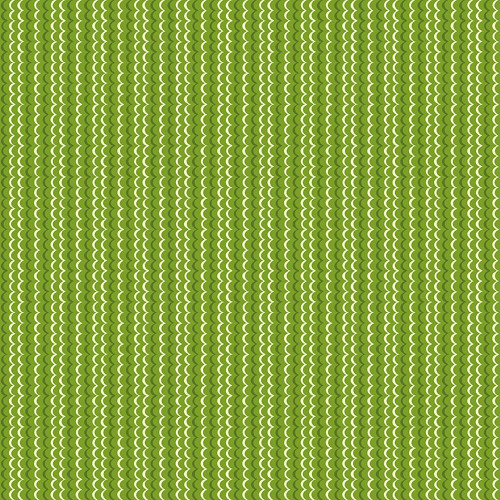 Riley Blake Fabrics Awakening Scallops Stripe Kiwi, a vibrant green fabric with a scalloped stripe pattern in various shades of green.