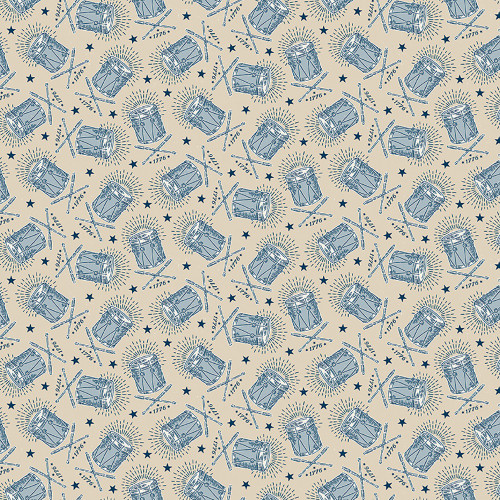 Riley Blake Fabrics Independence Freedom Drums Beige Cream