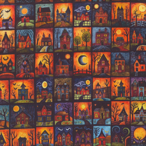 Quilting Treasures Fabrics Creepin It Real Dan Morris Haunted House Stamps Multi