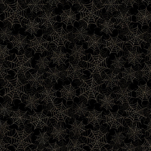 Quilting Treasures Fabrics Jeepers Creepers Dan Morris Black Grey Spider Webs