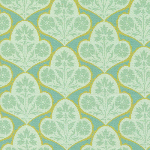 Moda Fabrics Cannon Beach Crystal Manning Turquoise Blue Copalis Damask