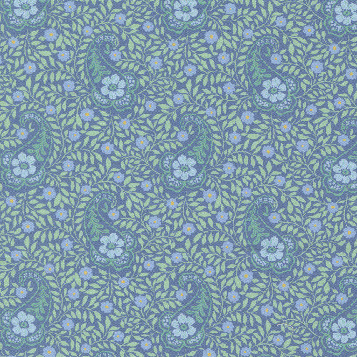 Moda Fabrics Cannon Beach Crystal Manning Lake Blue  Aberdeen Floral Paisley