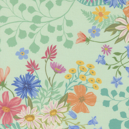 Moda Fabrics Cannon Beach Crystal Manning Aqua Blue Misty Meadow Floral