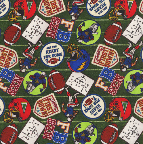 Benartex Fabrics Sykel Enterprises All Sports Novelties Green Brown Football