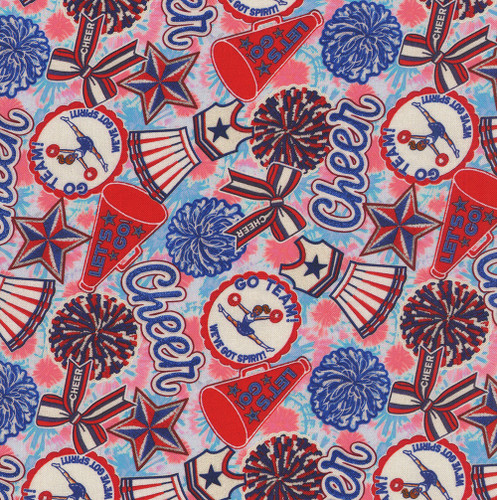 Benartex Fabrics Sykel Enterprises All Sports Novelties Pink Cream Cheerleading Cheer