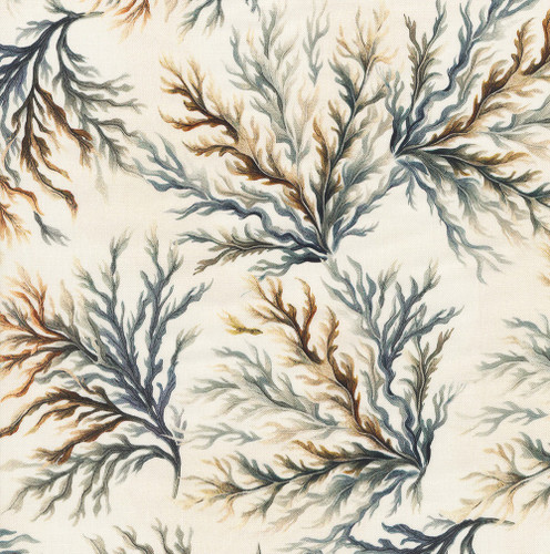 Benartex Fabrics Coastal Escape  Nicole DeCamp Coral 108 Inch Wide Quilt Back Neutral Cream