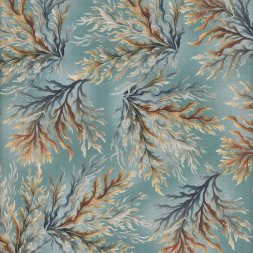 Benartex Fabrics Coastal Escape  Nicole DeCamp Coastal Coral Ocean Blue