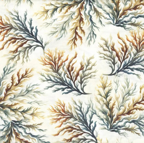 Benartex Fabrics Coastal Escape  Nicole DeCamp Coastal Coral Neutral Cream