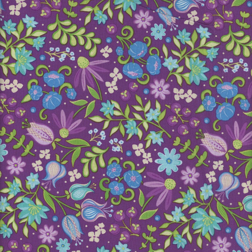 Benartex Fabrics Twilight Serenade Amanda Murphy Cutting Garden Plum Purple