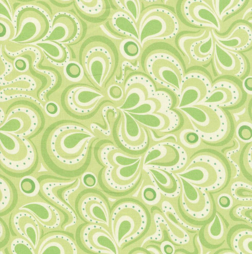 Benartex Fabrics Twilight Serenade Amanda Murphy Serenade Stream 108 Inch Wide Quilt Back Green, quilt backing fabric with a green paisley and swirl pattern.