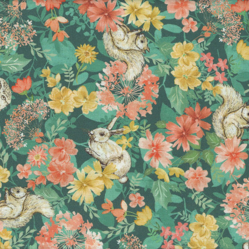 Benartex Fabrics Montgomery Mountain Charm  Belle Brunner Charming Forest Green Teal Blue
