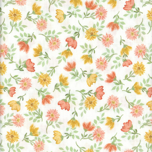 Benartex Fabrics Montgomery Mountain Charm  Belle Brunner Mountain Flower Toss Coraline Pink White
