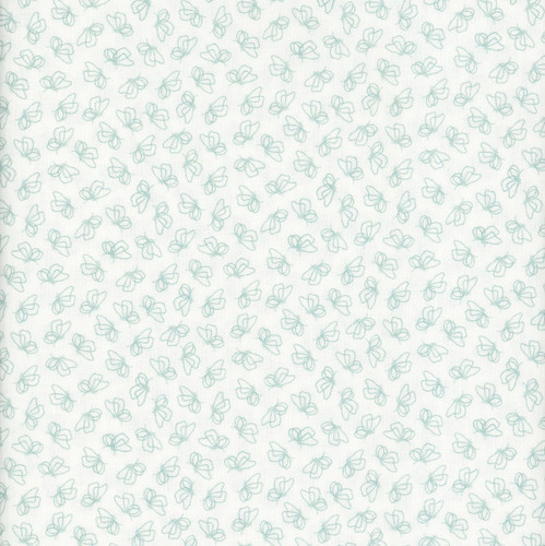 Benartex Fabrics Montgomery Mountain Charm  Belle Brunner Flutter By White Teal Blue