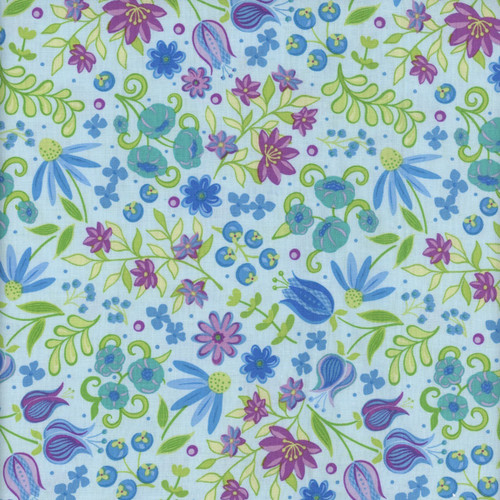 Benartex Fabrics Twilight Serenade Amanda Murphy Cutting Garden Powder Blue