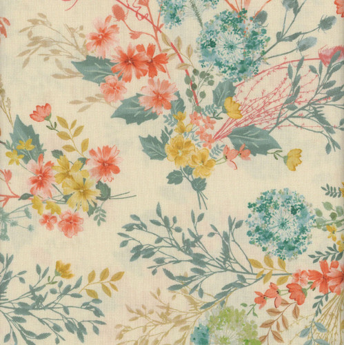 Benartex Fabrics Montgomery Mountain Charm  Belle Brunner Montgomery Floral Cream Multi
