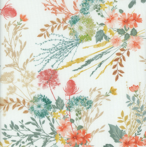 Benartex Fabrics Montgomery Mountain Charm  Belle Brunner Montgomery Floral White Multi