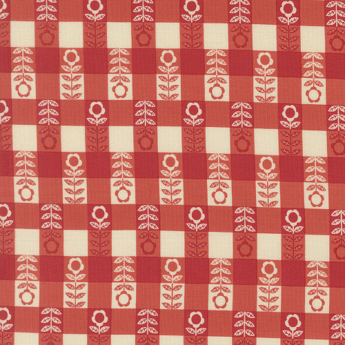 Moda Fabrics The Henhouse Gingiber Barn Red Flower Plaid Gingham Check