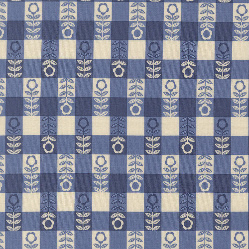 Moda Fabrics The Henhouse Gingiber Cobalt Blue Flower Plaid Gingham Check