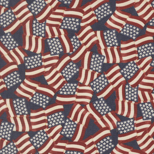 Moda Fabrics America 250 Years Deb Strain Waving Flags Americana Dark Blue
