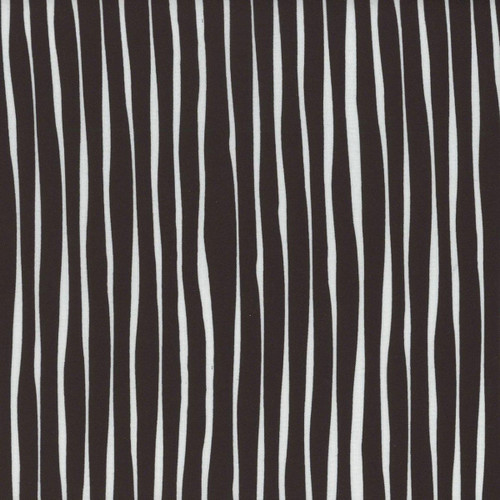Dear Stella Fabrics Too Cute To Spook Bandage Stripe Black, fabric with black background and white striped pattern.