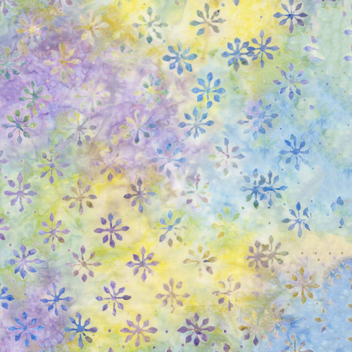 Timeless Treasures Fabrics Blossom Tonga Batiks Dream Purple Yellow Blue Foulard