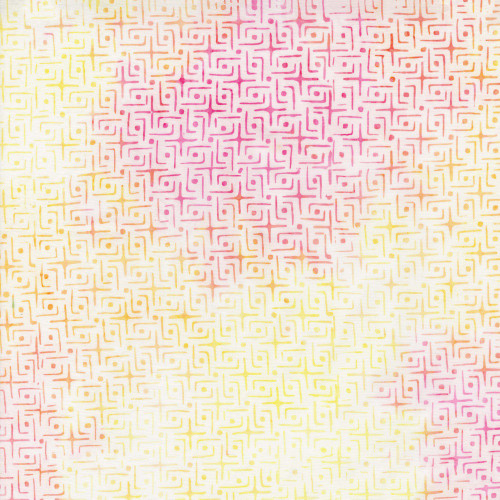 Timeless Treasures Fabrics Blossom Tonga Batiks Sorbet Cream Pink Yellow Geo Weave