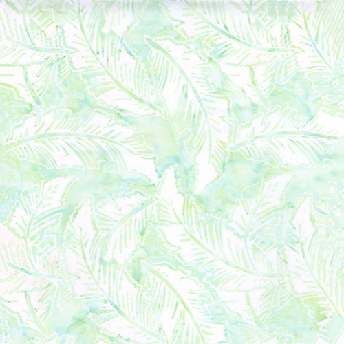 Timeless Treasures Fabrics Blossom Tonga Batiks Mint Green Cream Banana Leaves
