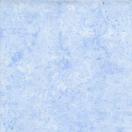 Timeless Treasures Fabrics Blossom Tonga Batiks Powder Blue Sea Shells