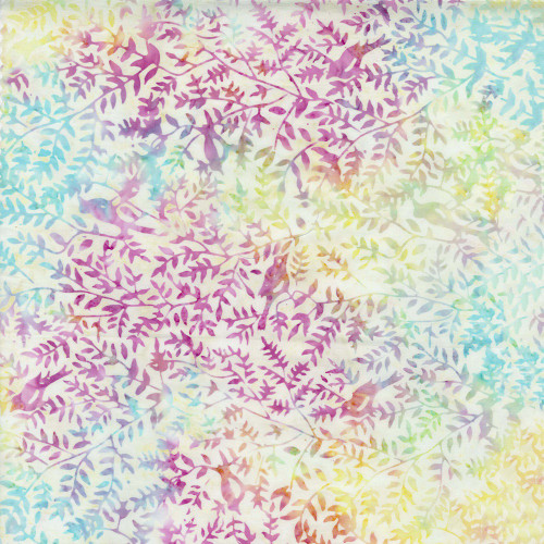 Timeless Treasures Fabrics Blossom Tonga Batiks Blossom Pionk Yellow Blue Birds Branches