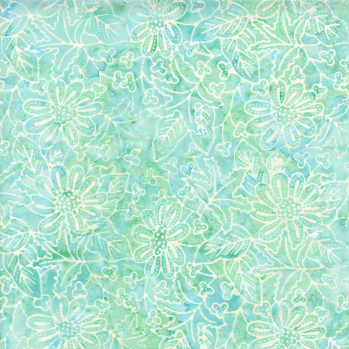 Timeless Treasures Fabrics Blossom Tonga Batiks Leaf Green Yellow Flowers Foliage