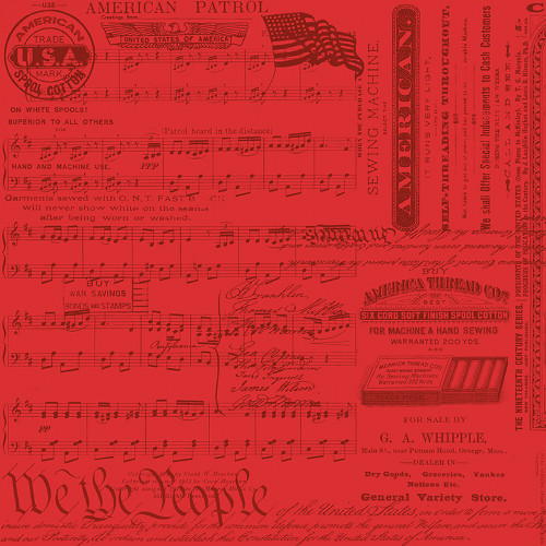 Riley Blake Fabrics Sew America J. Wecker Frisch Sew America Patriotic Text Red