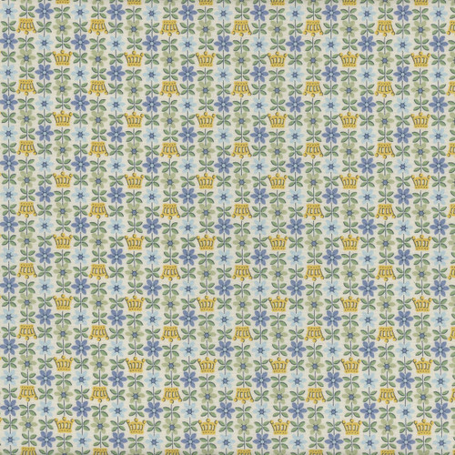 Riley Blake Fabrics Liberty Fabrics Palace Gardens Royal Posies Crowns Blue Yellow Green A