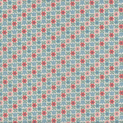 Riley Blake Fabrics Liberty Fabrics Palace Gardens Royal Posies Crowns Teal Blue Red Pink C