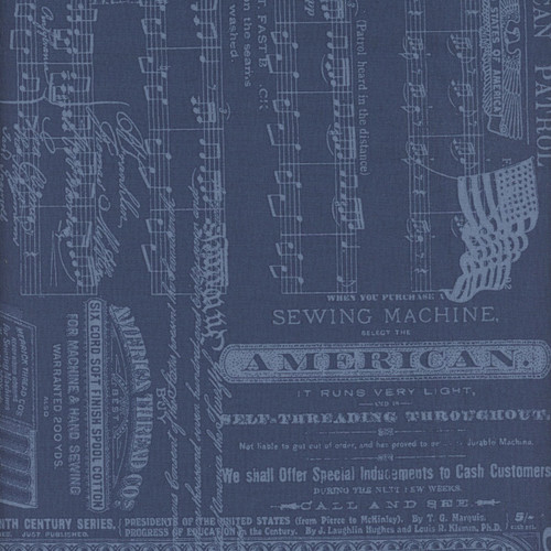 Riley Blake Fabrics Sew America J. Wecker Frisch Sew America Patriotic Text Blue