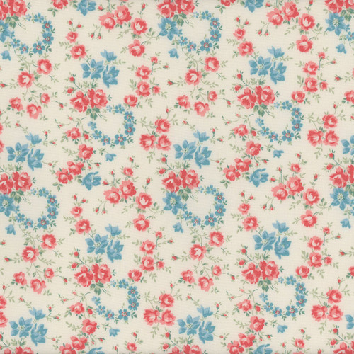Riley Blake Fabrics Liberty Fabrics Palace Gardens Petal Crown Blue Rouge Red Cream C