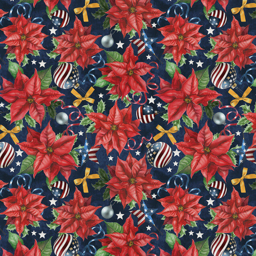 Windham Fabrics All-American Christmas Whistler Studios Patriotic Poinsettia Blue