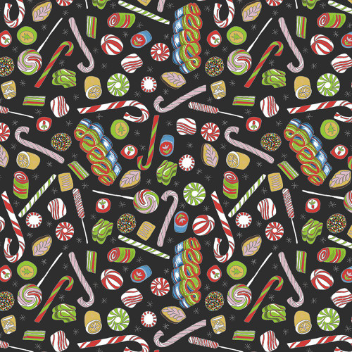 Windham Fabrics Jolly Collage Laura Heine Candy Shop Licorice