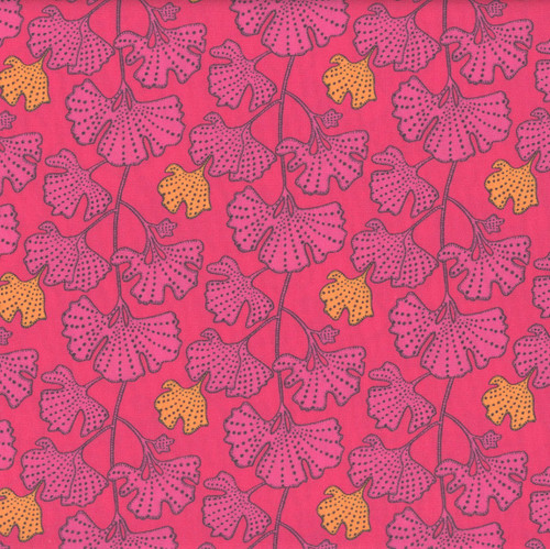 Windham Fabrics Sunshine Sally Kelly Ginkgo Guava