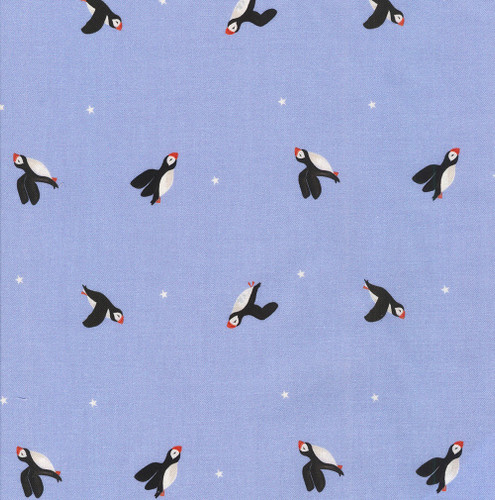 Dear Stella Fabrics Northern Skies Puffins Thistle