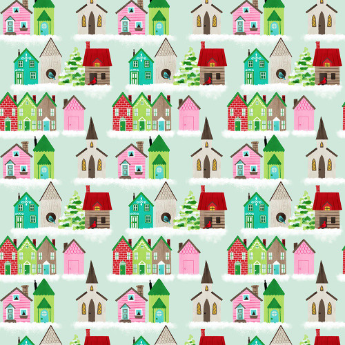 Dear Stella Fabrics Catmas Carols Home For The Holidays Glacier