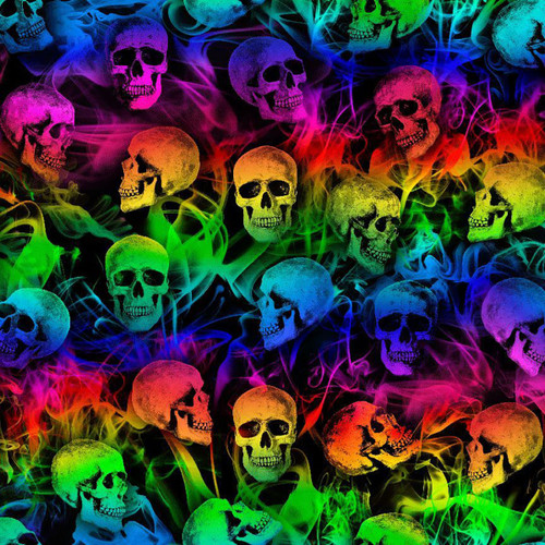 Timeless Treasures Fabrics Day Of The Dead Smoky Rainbow Skulls Multi