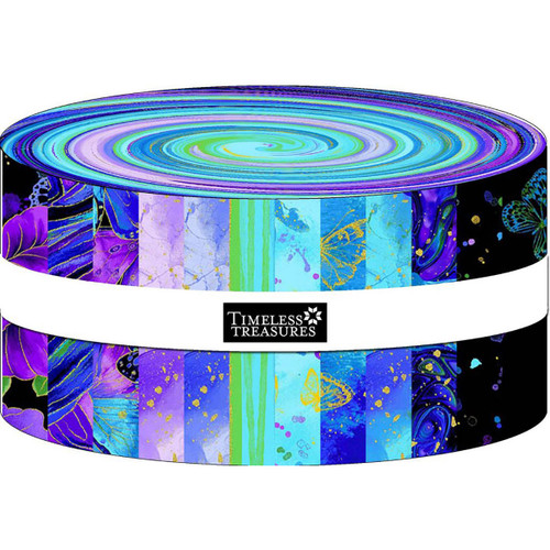 Timeless Treasures Fabrics Evening Glow Metallic Jelly Roll Fabric Strips 2.5 Inch