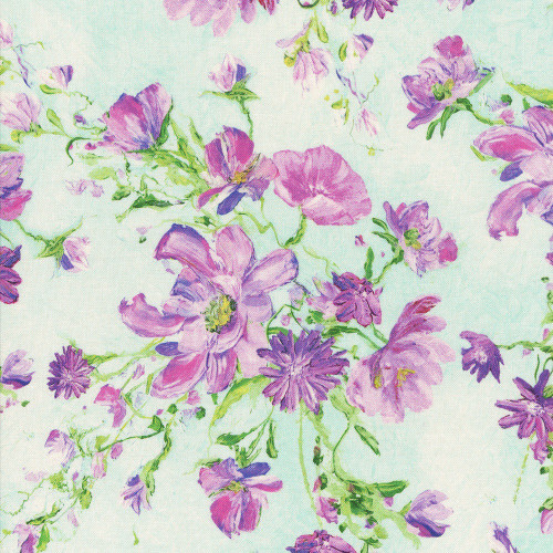 Timeless Treasures Fabrics Impression Floral Bouquets Blue