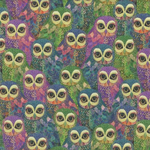 Timeless Treasures Fabrics Wit & Wisdom Packed Cloisonne Owl Owl
