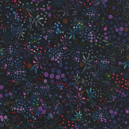 Timeless Treasures Fabrics Calico Cat Dotted Wildflowers Midnight