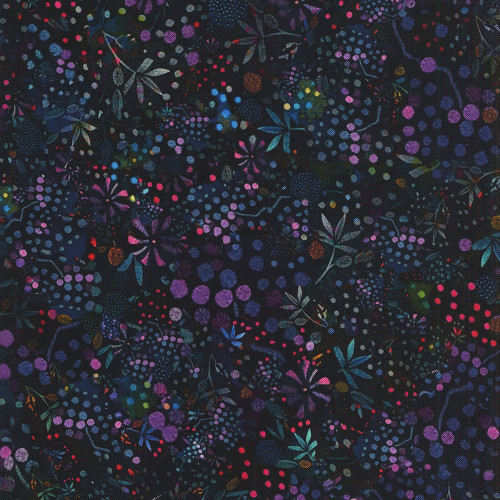 Timeless Treasures Fabrics Calico Cat Dotted Wildflowers Midnight